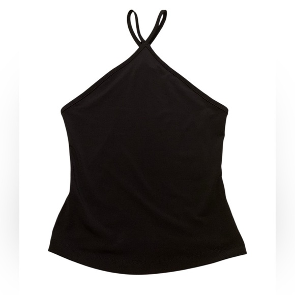 Dynamite Tops - Dynamite Black Halter Neck Criss-Cross Back Fitted Tank Top XXS